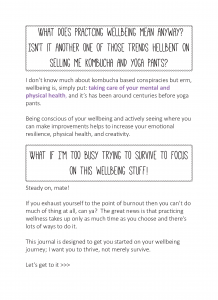 printable wellbeing journal intro