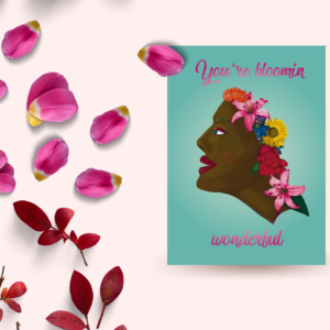 bloomin wonderful black woman birthdaycard