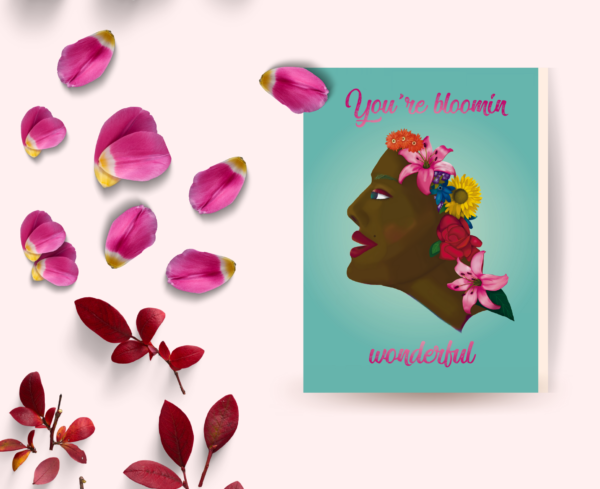 bloomin wonderful black woman birthdaycard