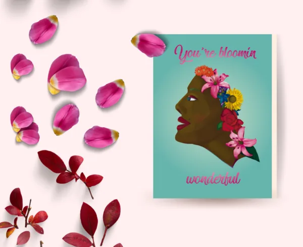 bloomin wonderful black woman birthdaycard